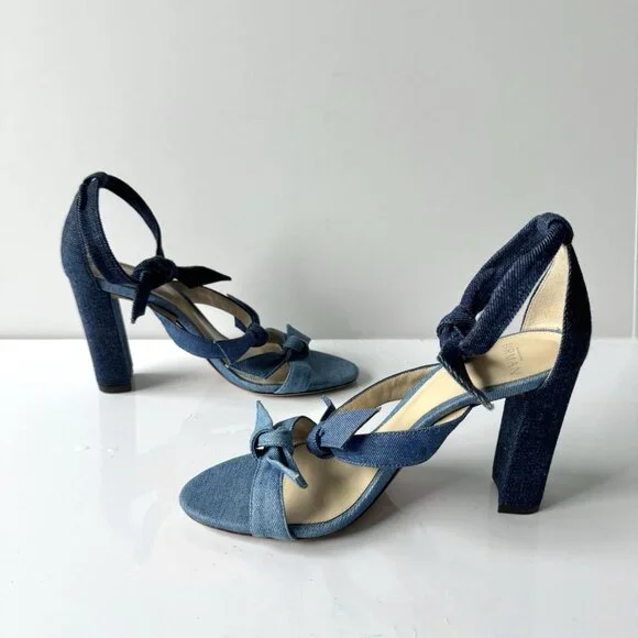 Alexandre Birman Blue Denim Lolita 90 Block Heeled Sandals - Picture 3 of 8